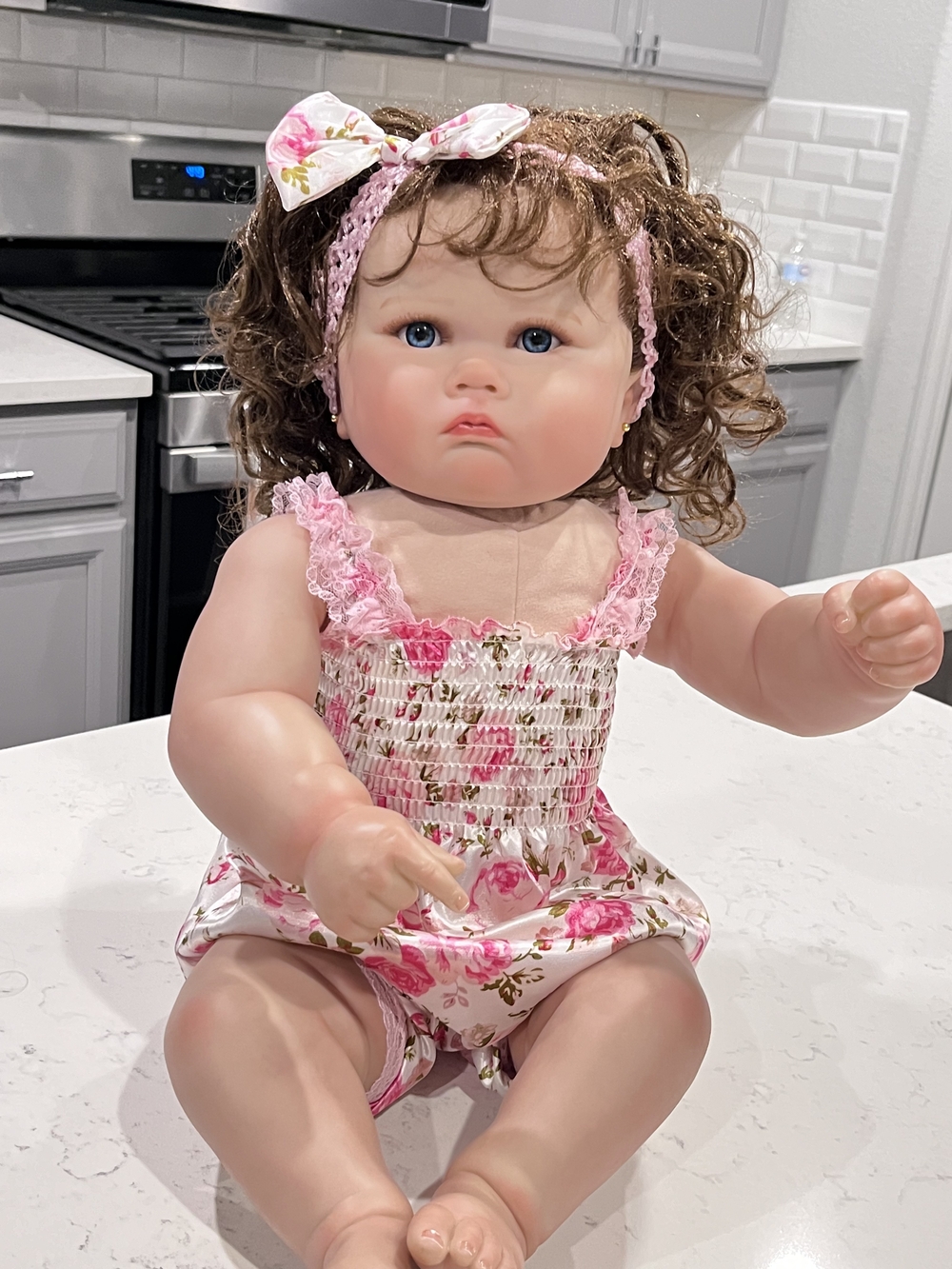 Pink Floral Romper with Headband